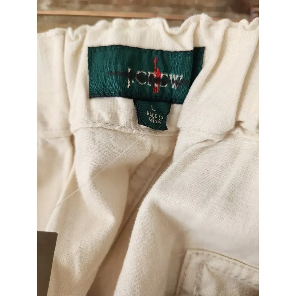 NWT J. Crew Relaxed-fit drawstring Studio Pant In Hemp-Cotton Blend Cream L